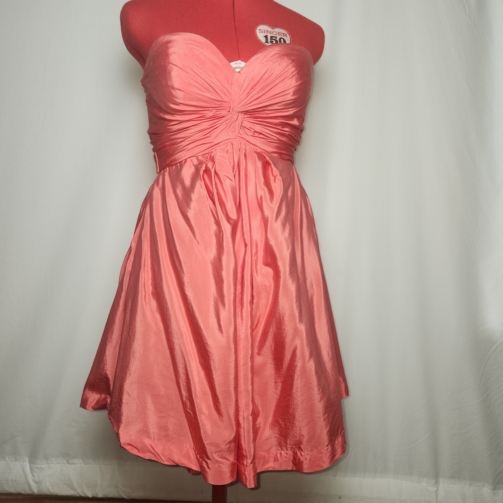 Hitherto Strapless Coral Formal Silk Blend Dress